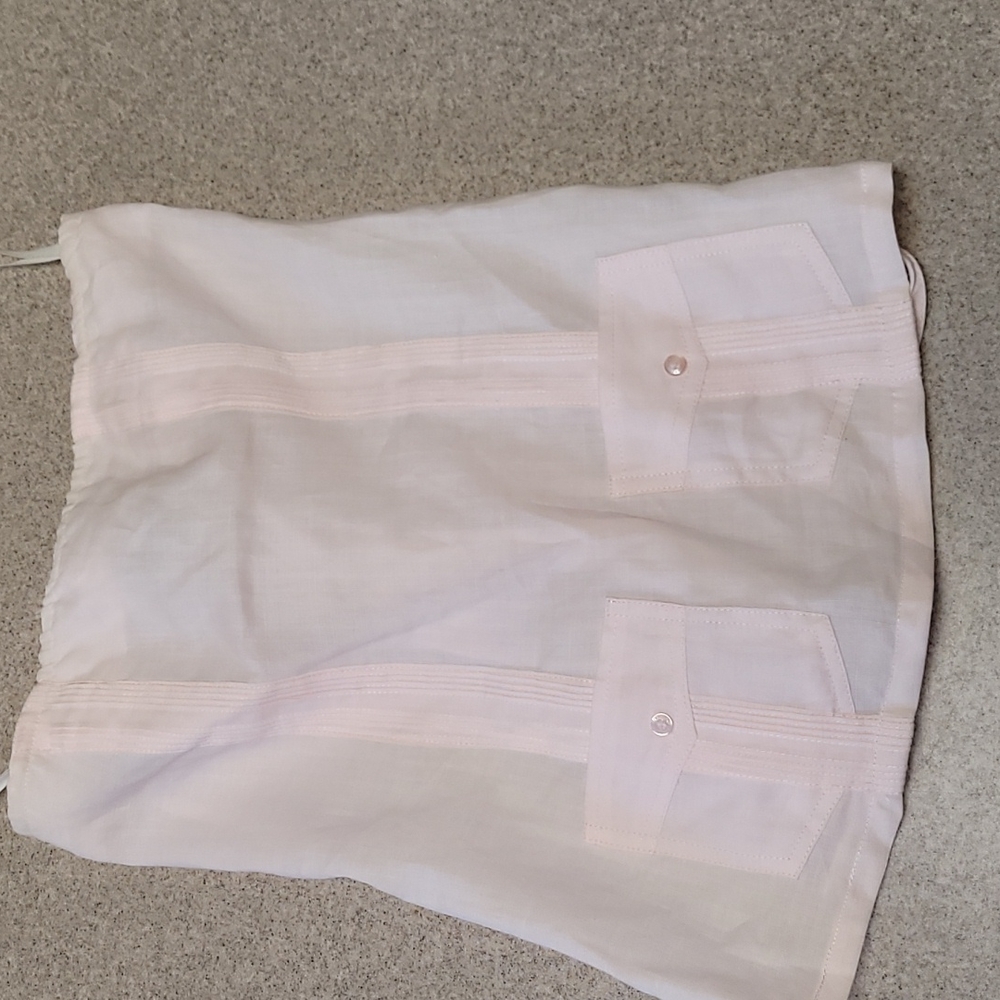 Guayabera sleeveless top pale pink with ties in back
